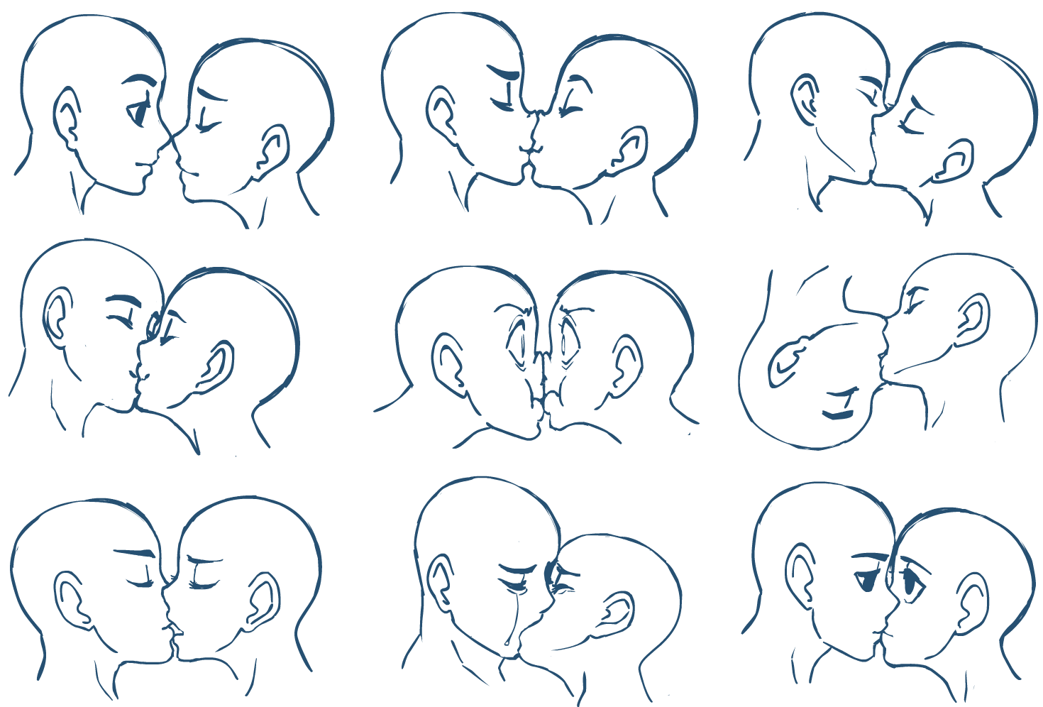 How to Draw Two People Kissing 